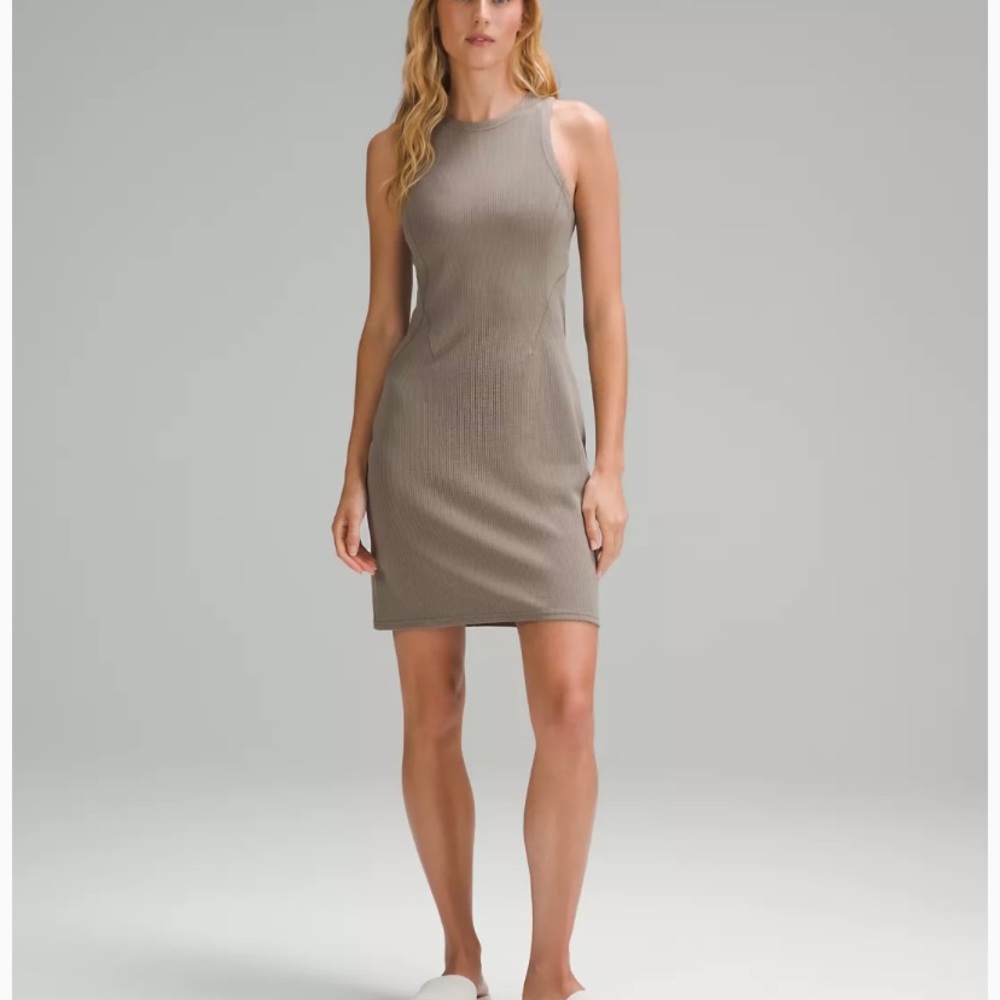 lululemon athletica Taupe Ribbed Midi Dress